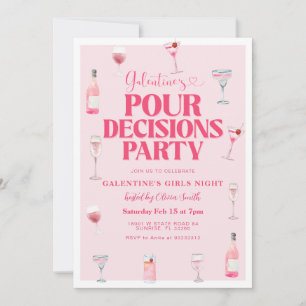Pink Valentine’s Galentine’s Girls Night Party Invitation