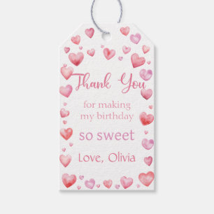 Pink Valentine Sweetheart Birthday Gift Tag