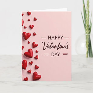 Pink Valentines Day Cute 3D Hearts Card