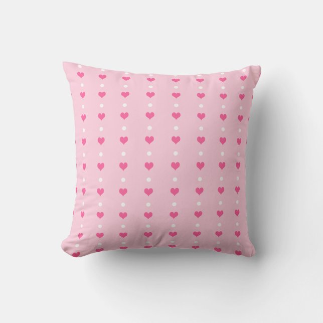 Pink Valentine's Day Hearts And Dots Pattern Cushion (Front)