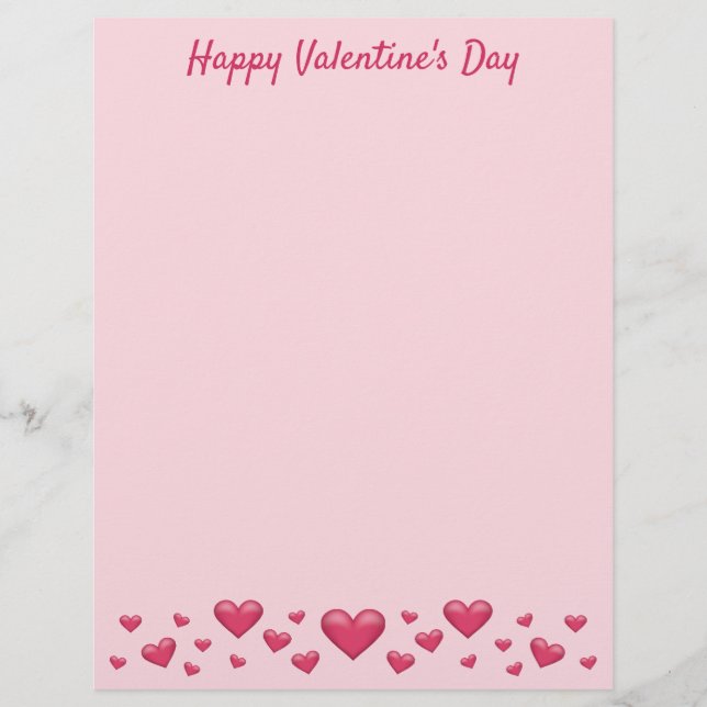 Pink Valentine's Day Hearts & Custom Text Letterhead (Front)