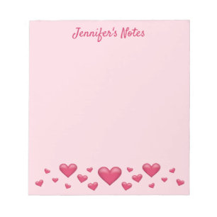 Pink Valentine's Day Hearts & Custom Text Notepad