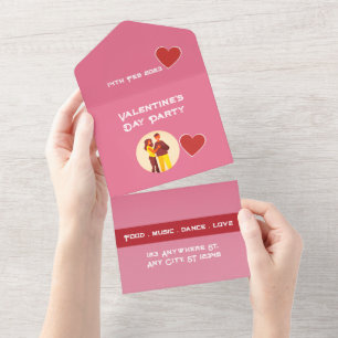 Pink Valentines Day Party Celebration Invitation