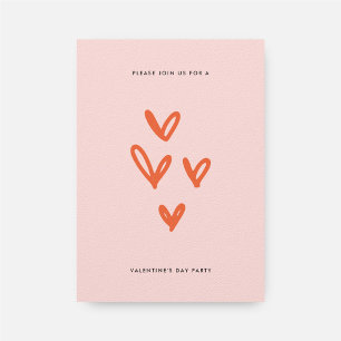 Pink Valentine's Day Party Invitation With Hearts