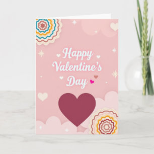 Pink Valentines Day Wavy Circle Card