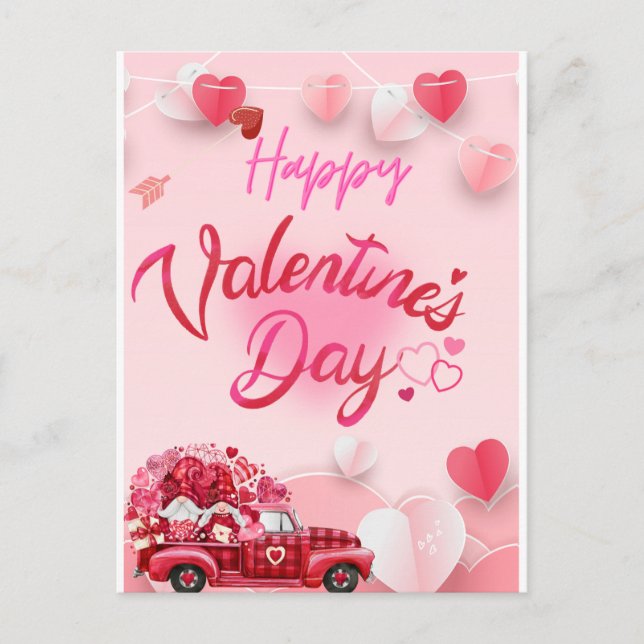 Pink Valentines Heart Card Greeting Card (Front)