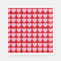 Pink Valentines Hearts on Red