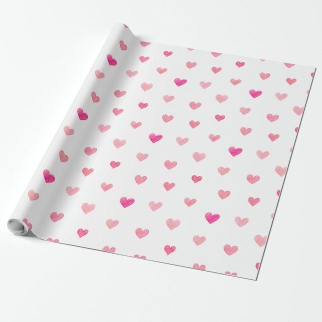 Pink Valentines hearts pattern Wrapping Paper (Unrolled)