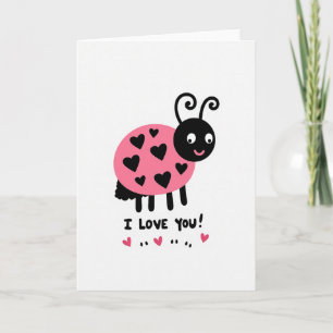 Pink Valentines Ladybug Card