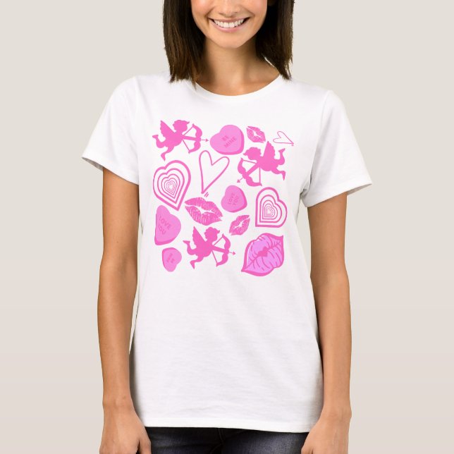 Pink Valentine's Pattern T-Shirt (Front)