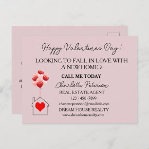 Pink Valentine's Real Estate Marketing Farming Holiday Postcard