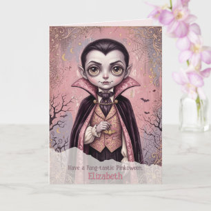 Pink Vampire Halloween Cute Gothic Pinkoween Card