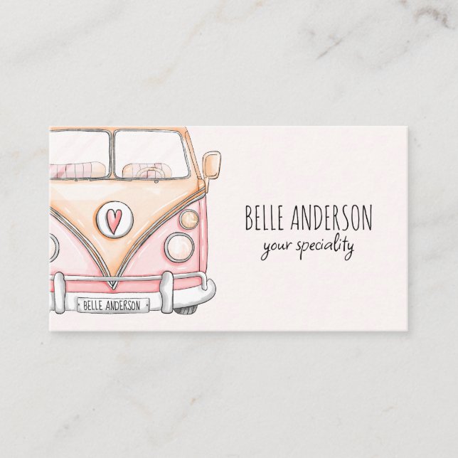 Pink van vintage business card (Front)