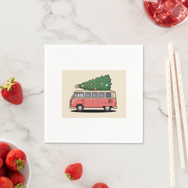Pink Van with Christmas Tree Napkin (Insitu)