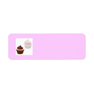 PINK VANILLA CHOCOLATE CUPCAKES SPRINKLES BAKING B RETURN ADDRESS LABEL
