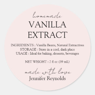 Pink Vanilla Extract Labels with Instructions