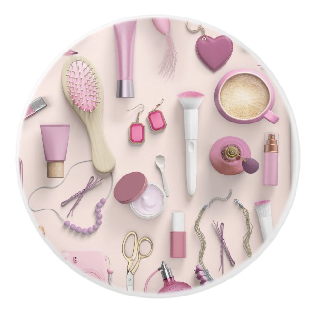 Pink Vanity Table Ceramic Knob (Front)