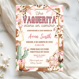 Pink Vaquerita Spanish Baby Shower Invitation