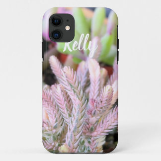 Pink Variegated Crassula Watch chain succulent iPhone 11 Case