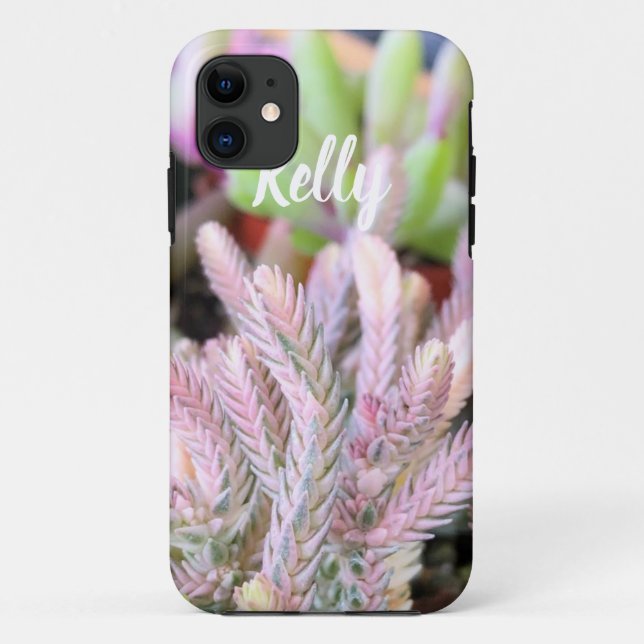Pink Variegated Crassula Watch chain succulent Case-Mate iPhone Case (Back)