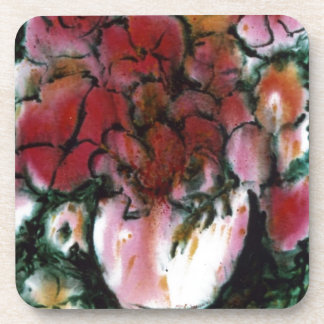 "Pink Vase" Floral Coaster Set