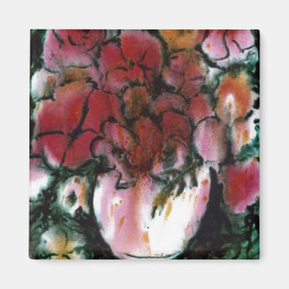 "Pink Vase" Floral Magnet