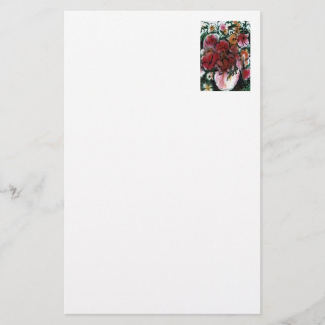 "Pink Vase" Floral Stationery (Front)