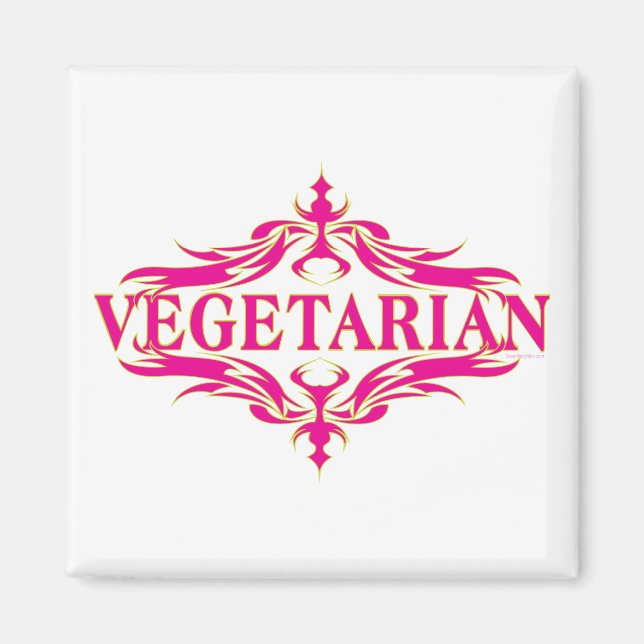 Pink Vegetarian Magnet (Front)