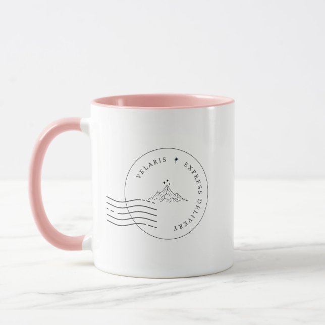 Pink Velaris Postal Stamp | ACOTAR inspired Mug (Left)