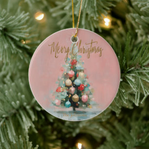 Pink Velvet Christmas Tree Ornament 