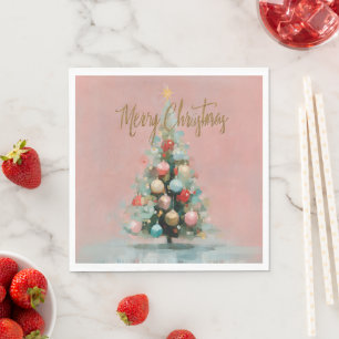 Pink Velvet Christmas Tree Paper Napkins