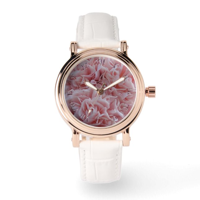 Pink velvet flowers Mallow Watch (Front)