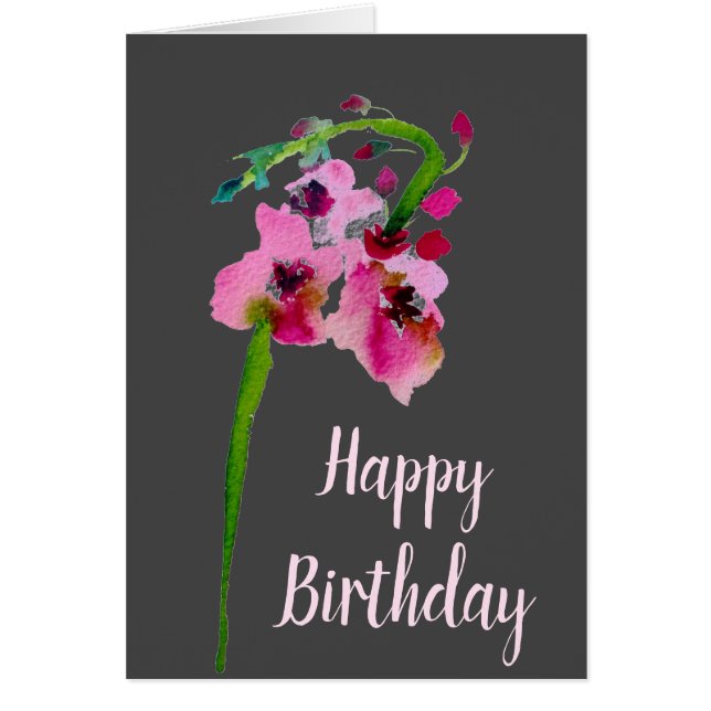 Pink Verbascum floral  flower birthday (Front)