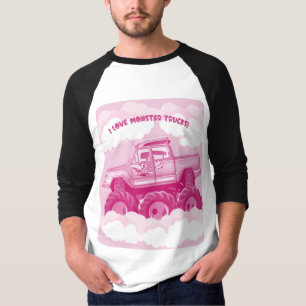 Pink Version I Love Monster Trucks Image     T-Shirt