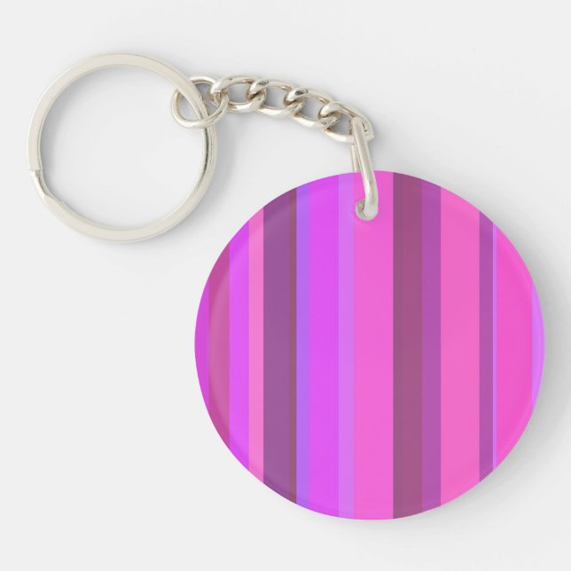 Pink vertical stripes key ring (Front)