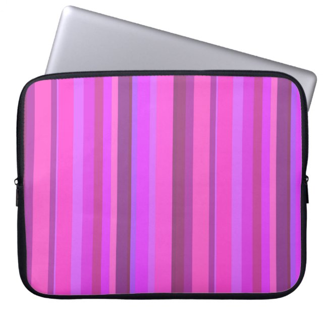 Pink vertical stripes laptop sleeve (Front)