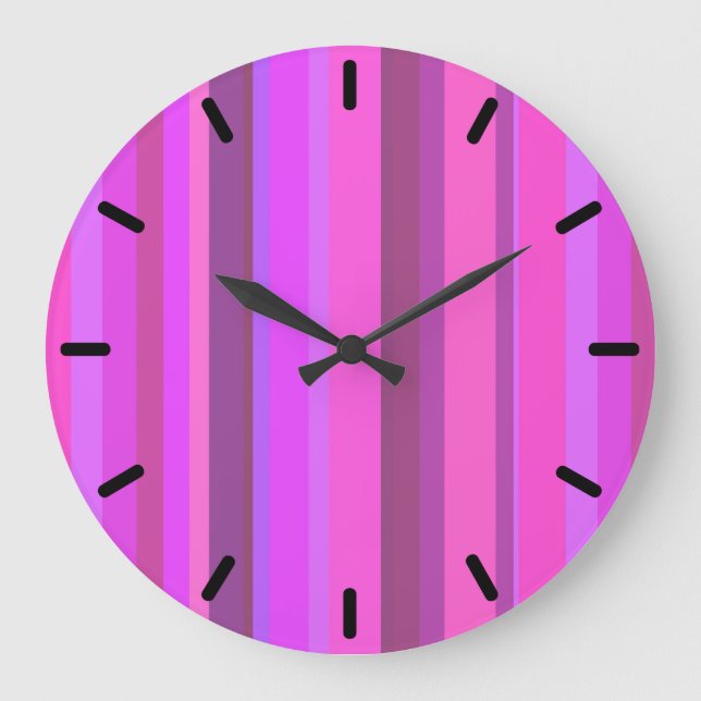 Pink vertical stripes large clock (Front)