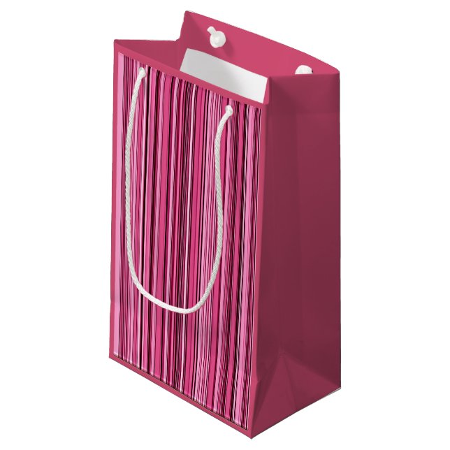 Pink Vertical Stripes Small Gift Bag (Front Angled)
