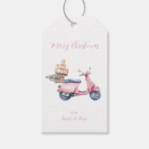 Pink Vespa Christmas Shopping  Gift Tags