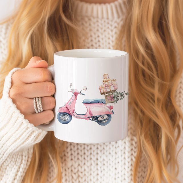 Pink Vespa Christmas Shopping Trip  Coffee Mug (Pink Vespa Christmas Shopping Trip Mug)