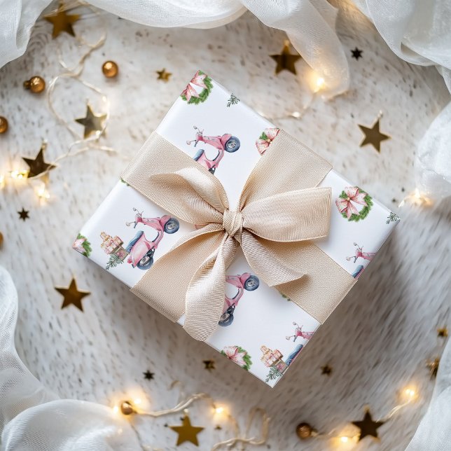 Pink Vespa Christmas Shopping Wrapping Paper (Pink Vespa Christmas Wrapping Paper)