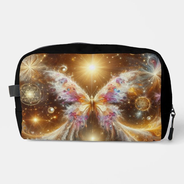 Pink Vibrant Celestial Butterfly Dopp Kit (Front)