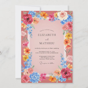 Pink Vibrant Floral Wedding Invitation