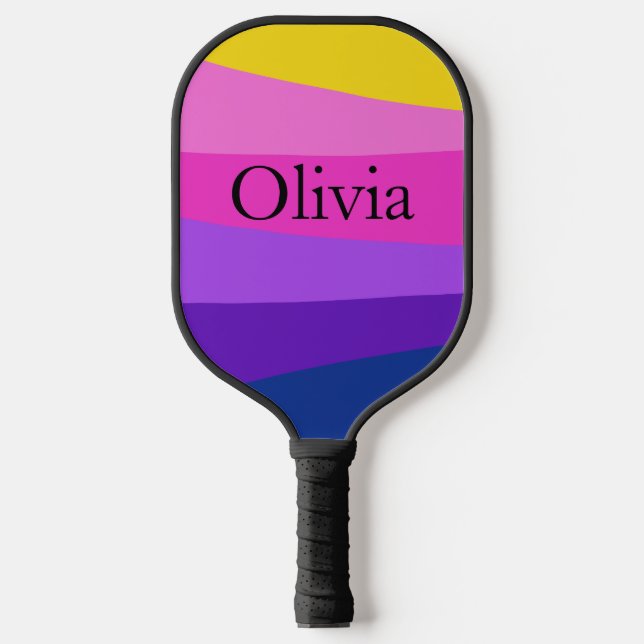 Pink Vibrant Modern Design Custom Name Pickleball Paddle (Front)