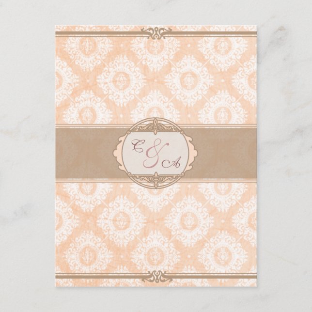 Pink Victoria Damask reception card (Front)