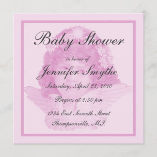 Pink Victorian Angel Baby Shower Invitation
