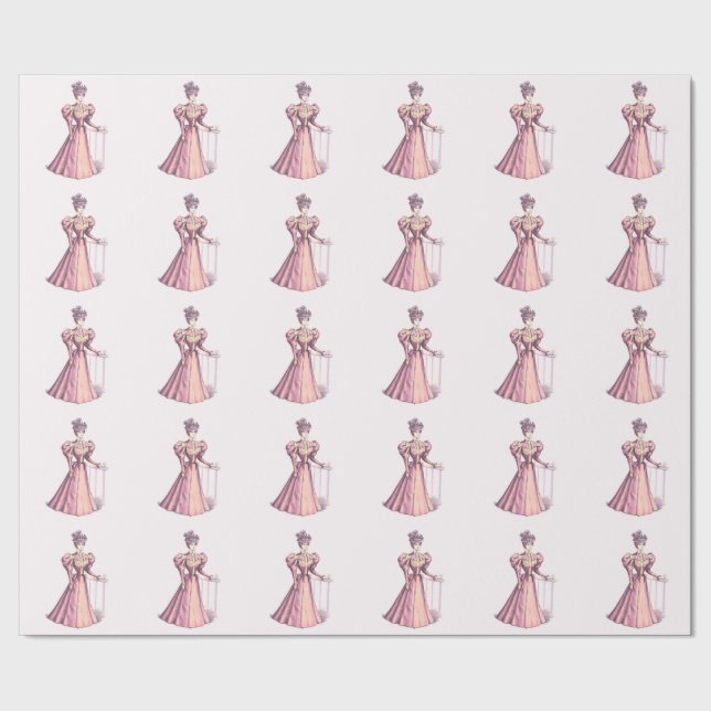 Pink Victorian Fashion Lady Wrapping Paper (Seam)