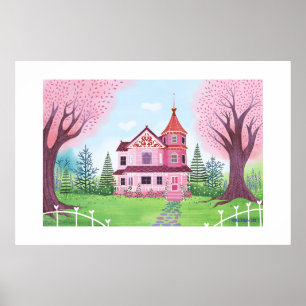 Pink Victorian House Extra Large Print