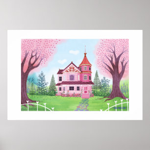 Pink Victorian House Large Print