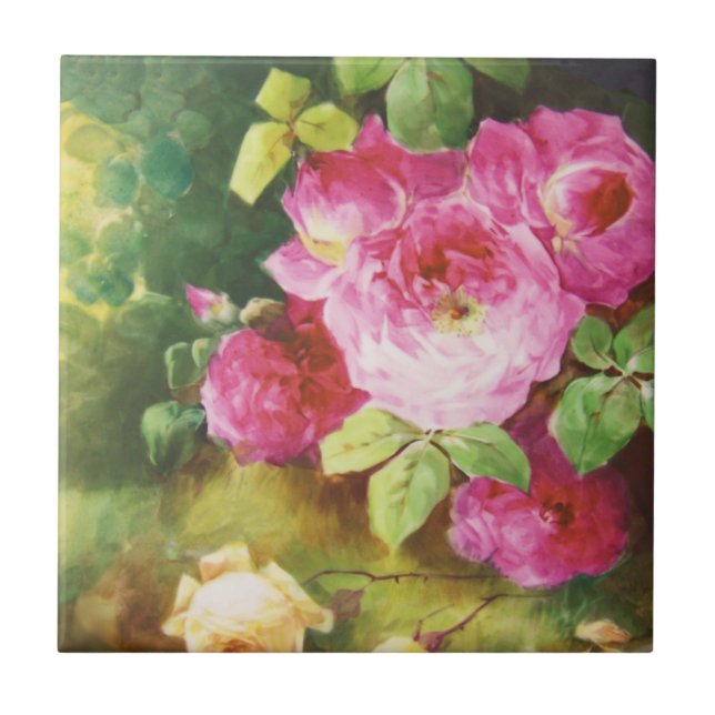 Pink Victorian Rose Ceramic Tile (Front)